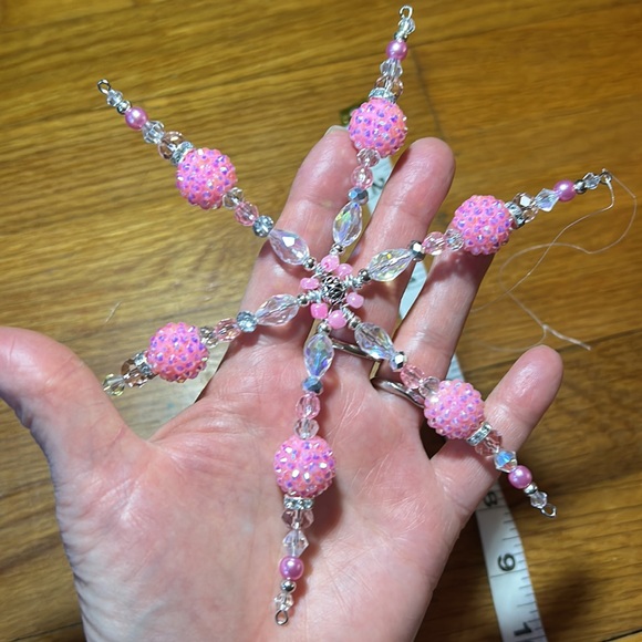 Handmade Beaded Snowflake Ornament Suncatcher - Picture 4 of 5